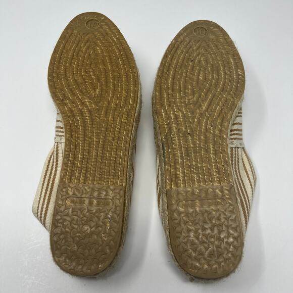 Blue by Saks Fifth Avenue Striped Espadrille Flats Size 10 Cream Tan - Picture 10 of 10